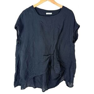 Banana Blue Australia Solid Black 100% Linen Splash Top